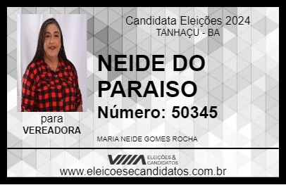 Candidato NEIDE DO PARAISO 2024 - TANHAÇU - Eleições