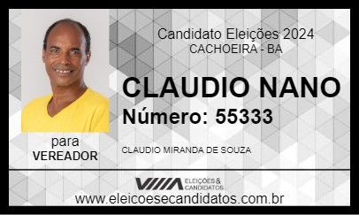 Candidato CLAUDIO NANO 2024 - CACHOEIRA - Eleições