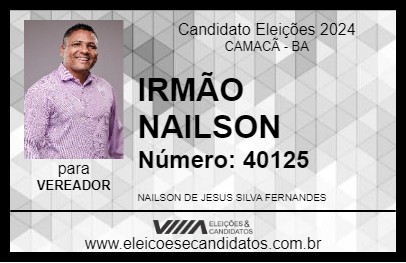 Candidato IRMÃO NAILSON 2024 - CAMACÃ - Eleições