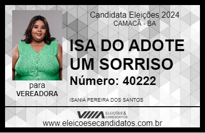 Candidato ISA DO ADOTE UM SORRISO 2024 - CAMACÃ - Eleições