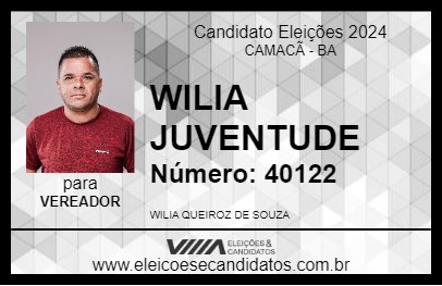 Candidato WILIA JUVENTUDE 2024 - CAMACÃ - Eleições