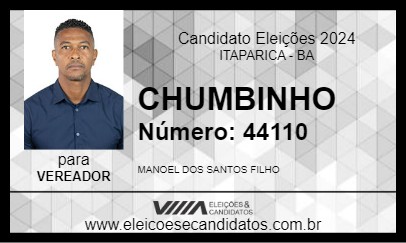 Candidato CHUMBINHO 2024 - ITAPARICA - Eleições