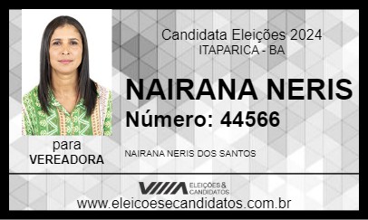 Candidato NAIRANA NERIS 2024 - ITAPARICA - Eleições