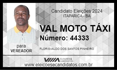 Candidato VAL MOTO TÁXI 2024 - ITAPARICA - Eleições