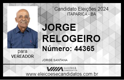 Candidato JORGE RELOGEIRO 2024 - ITAPARICA - Eleições