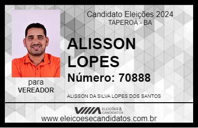 Candidato ALISSON LOPES 2024 - TAPEROÁ - Eleições