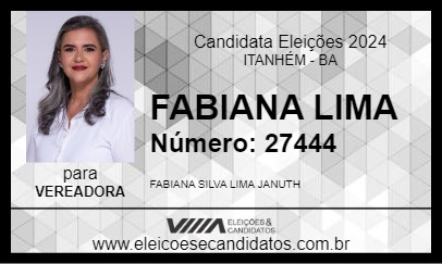 Candidato FABIANA LIMA 2024 - ITANHÉM - Eleições