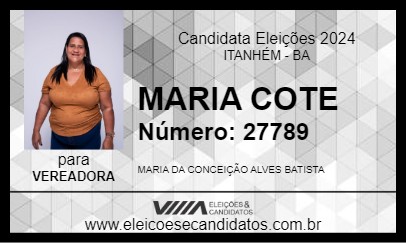 Candidato MARIA COTE 2024 - ITANHÉM - Eleições