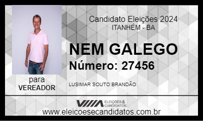 Candidato NEM GALEGO 2024 - ITANHÉM - Eleições