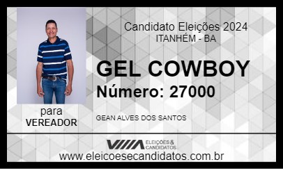 Candidato GEL COWBOY 2024 - ITANHÉM - Eleições