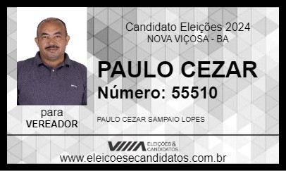 Candidato PAULO CEZAR 2024 - NOVA VIÇOSA - Eleições