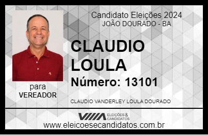 Candidato CLAUDIO LOULA 2024 - JOÃO DOURADO - Eleições