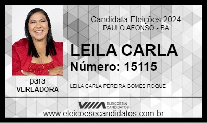 Candidato LEILA CARLA 2024 - PAULO AFONSO - Eleições