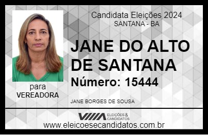 Candidato JANE DO ALTO DE SANTANA 2024 - SANTANA - Eleições