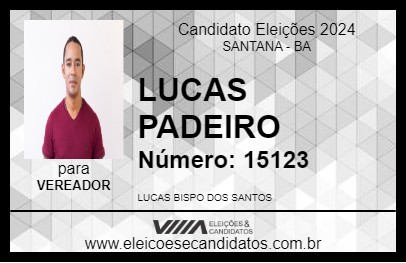 Candidato LUCAS PADEIRO 2024 - SANTANA - Eleições