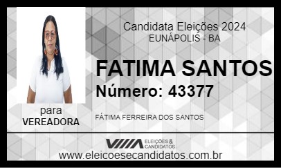 Candidato FATIMA SANTOS 2024 - EUNÁPOLIS - Eleições