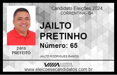 Candidato JAILTO PRETINHO 2024 - CORRENTINA - Eleições