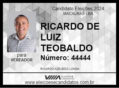 Candidato RICARDO DE LUIZ TEOBALDO 2024 - MACAÚBAS - Eleições