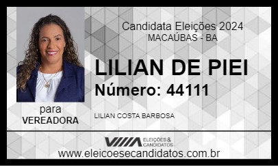 Candidato LILIAN DE PIEI 2024 - MACAÚBAS - Eleições