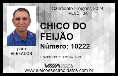 Candidato CHICO DO FEIJÃO 2024 - IRECÊ - Eleições