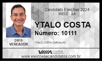 Candidato YTALO COSTA 2024 - IRECÊ - Eleições