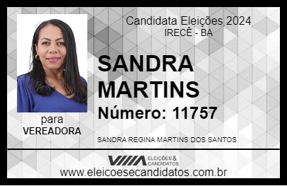 Candidato SANDRA MARTINS 2024 - IRECÊ - Eleições