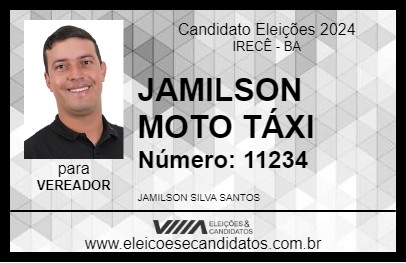 Candidato JAMILSON MOTO TÁXI 2024 - IRECÊ - Eleições