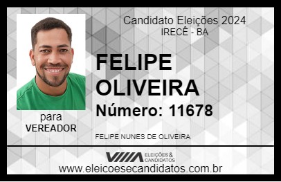 Candidato FELIPE OLIVEIRA 2024 - IRECÊ - Eleições