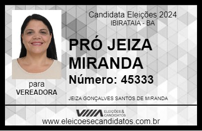 Candidato PRÓ JEIZA MIRANDA 2024 - IBIRATAIA - Eleições