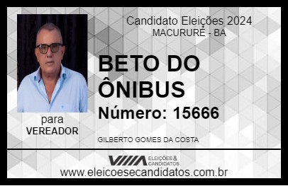 Candidato BETO DO ÔNIBUS 2024 - MACURURÉ - Eleições