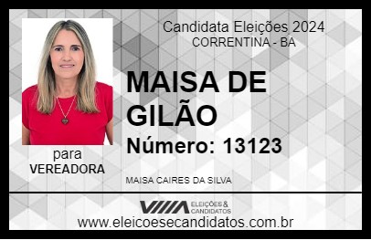 Candidato MAISA DE GILÃO 2024 - CORRENTINA - Eleições