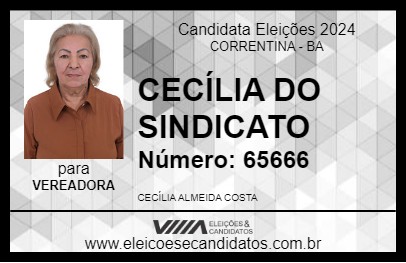 Candidato CECÍLIA DO SINDICATO 2024 - CORRENTINA - Eleições