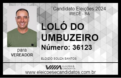 Candidato LOLÓ DO UMBUZEIRO 2024 - IRECÊ - Eleições