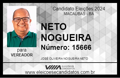 Candidato NETO NOGUEIRA 2024 - MACAÚBAS - Eleições