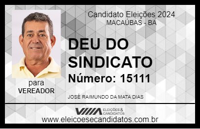 Candidato DEU DO SINDICATO 2024 - MACAÚBAS - Eleições