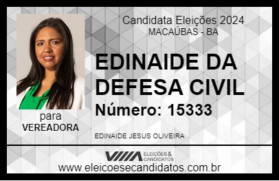 Candidato EDINAIDE DO CARRO PIPA 2024 - MACAÚBAS - Eleições