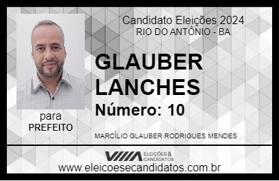 Candidato GLAUBER LANCHES 2024 - RIO DO ANTÔNIO - Eleições