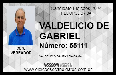 Candidato VALDELICIO DE GABRIEL 2024 - HELIÓPOLIS - Eleições