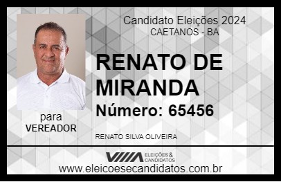 Candidato RENATO DE MIRANDA 2024 - CAETANOS - Eleições