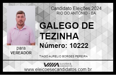 Candidato GALEGO DE TEZINHA 2024 - RIO DO ANTÔNIO - Eleições