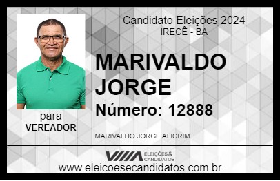 Candidato MARIVALDO JORGE 2024 - IRECÊ - Eleições