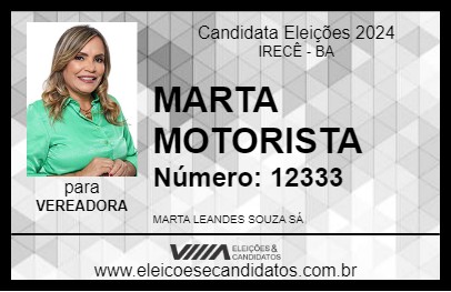 Candidato MARTA MOTORISTA 2024 - IRECÊ - Eleições