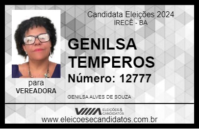 Candidato GENILSA TEMPEROS 2024 - IRECÊ - Eleições