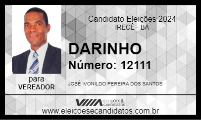 Candidato DARINHO 2024 - IRECÊ - Eleições