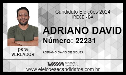 Candidato ADRIANO DAVID 2024 - IRECÊ - Eleições