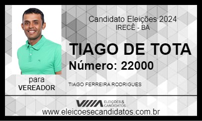 Candidato TIAGO DE TOTA 2024 - IRECÊ - Eleições