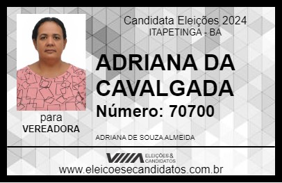 Candidato ADRIANA DA CAVALGADA 2024 - ITAPETINGA - Eleições