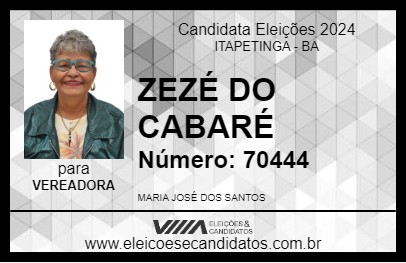 Candidato ZEZÉ DO CABARÉ 2024 - ITAPETINGA - Eleições