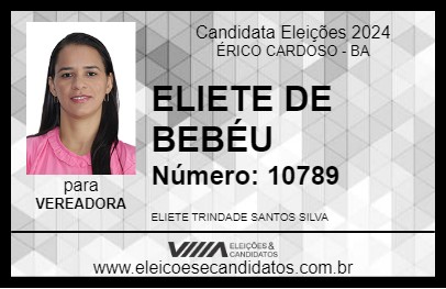 Candidato ELIETE DE BEBÉU 2024 - ÉRICO CARDOSO - Eleições