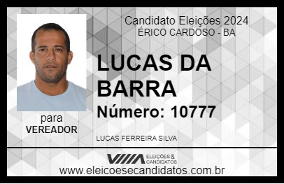 Candidato LUCAS DA BARRA 2024 - ÉRICO CARDOSO - Eleições